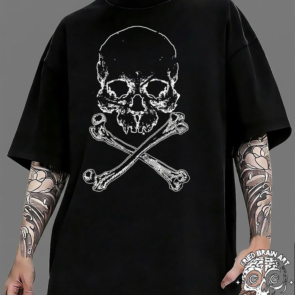 Skull And Crossbones T-Shirt, Grunge Aesthetic Tee, Gothic Streetwear